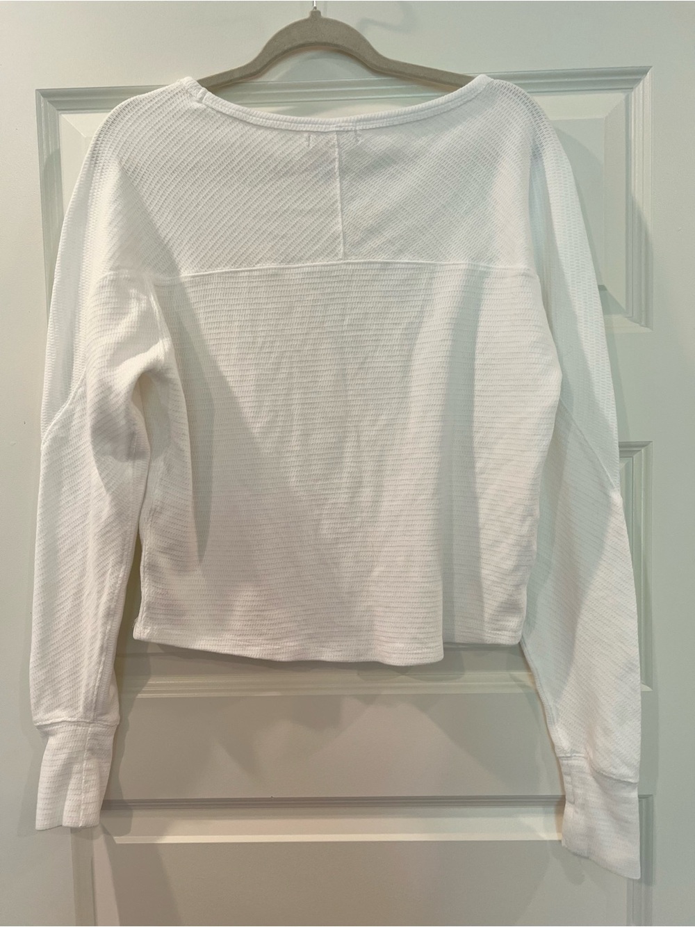We The Free White Waffle Knit Long Sleeve Thermal Top Size S Boat Neck Cotton - Picture 8 of 8